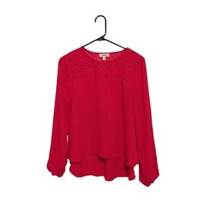 Peasant Boho Top Size Medium Pink Career Office Festival Sheer Preppy Easter